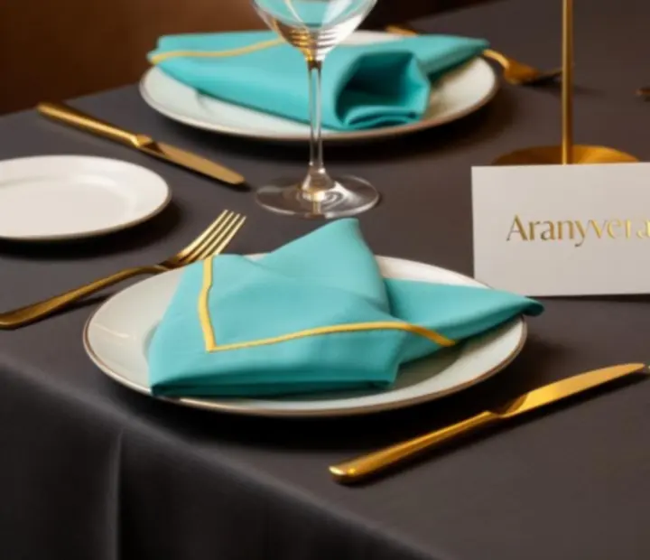 Elegánsan megterített asztal az Aranyverában, foglalásra készen.
